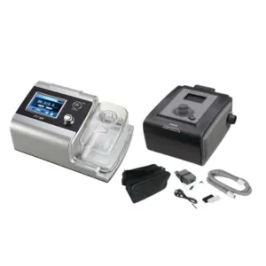 Bipap and CPAP Machine Rent in Dhaka with technician setting up device at patient bedside