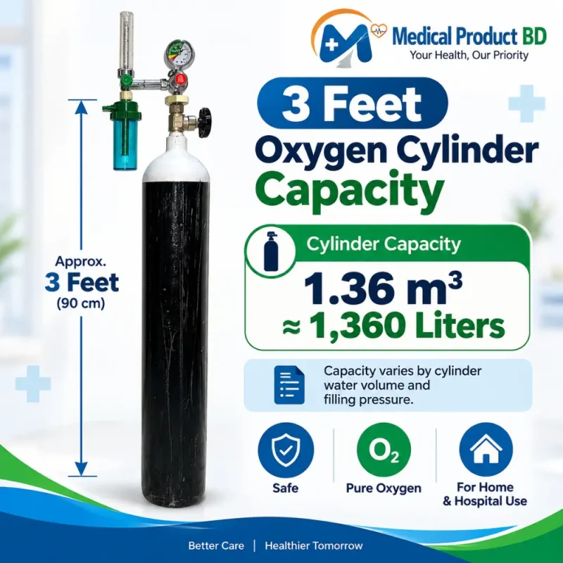 3 feet oxygen cylinder capacity in liters